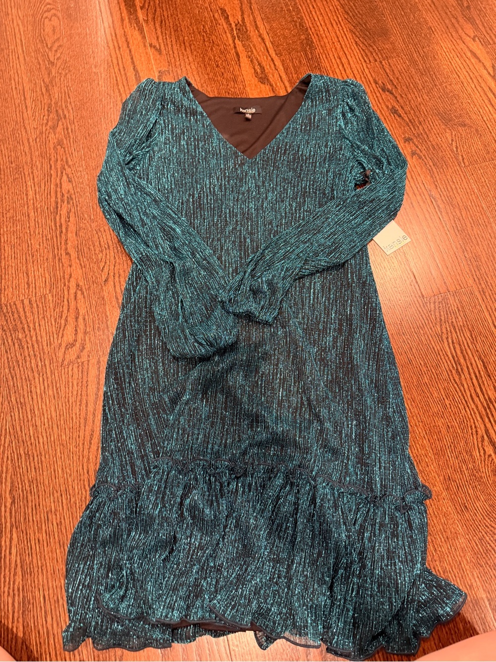 Kensie Teal Metallic Midi Dress